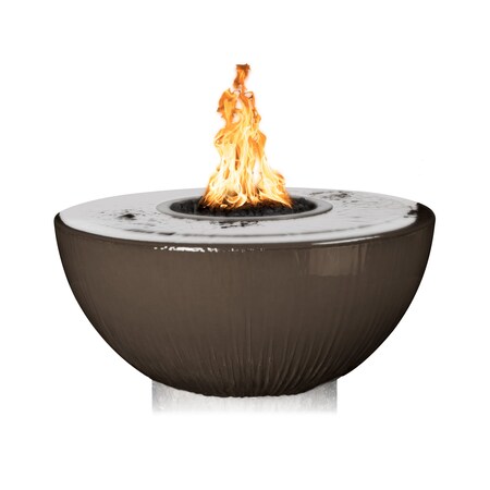 The Outdoor Plus 38 Round Sedona Fire, Water Bowl, GFRC Concrete, Chocolate, Low Voltage Electronic Ignition, Natural Gas OPT-38FW360E12V-CHC-NG